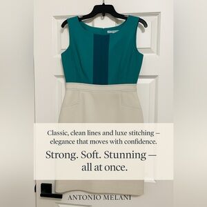 Antonio Melani Mini Dress – Size 4, Teal & Ivory Sleeveles